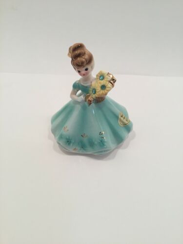 Vintage Josef Originals March Birthday Month Girl Figurine Aquamarine
