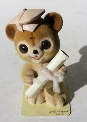 Teddy Bear Figurine Graduation Josef Originals George Good Flocked Furry Japan