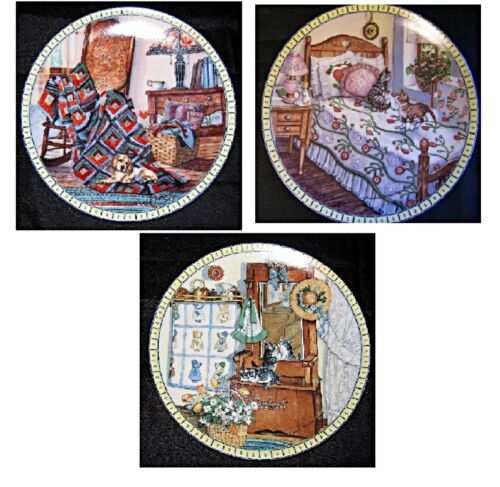 Cozy Country Corner Collector Plates - Lot of 3 - Hannah Ingmire -Cats, Dogs