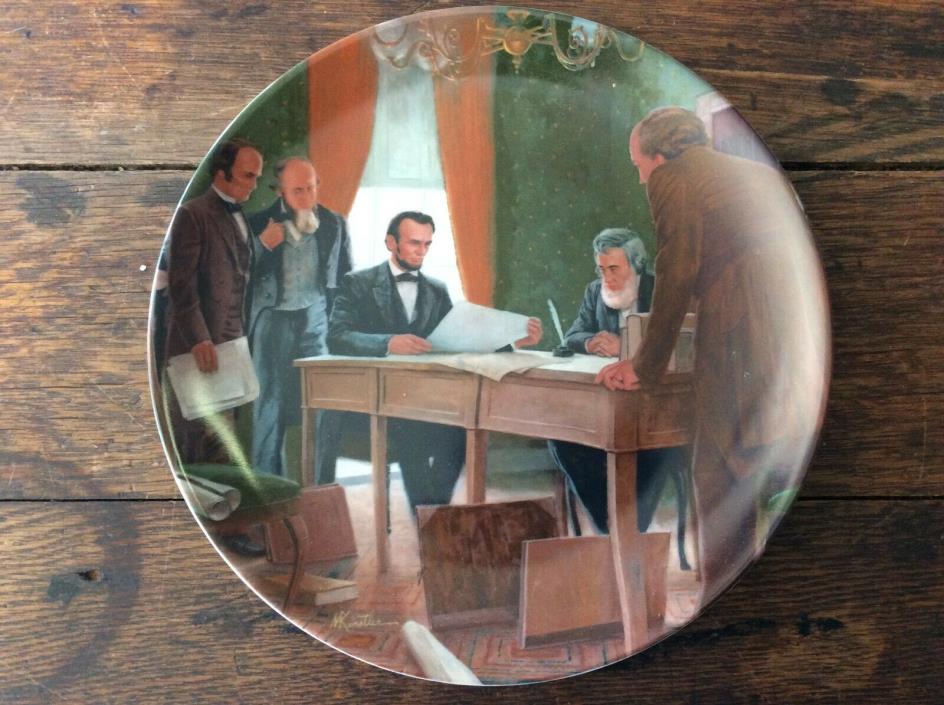Knowles Collector Plate, Lincoln, Emancipation Proclamation, Orig Box & Papers