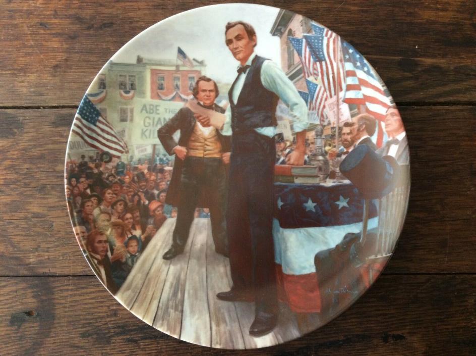 Knowles Collector Plate, Lincoln, Lincoln-Douglas Debates, Orig Box & Papers