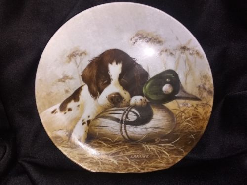 1987 Edwin Knowles Limited Decorative Plate Dog Tired Springer Spaniel Puppy