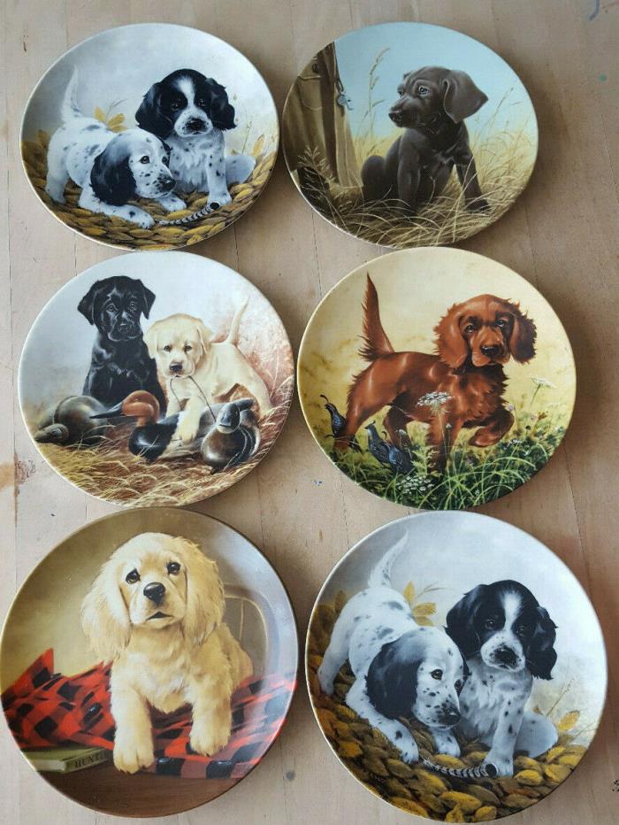 Knowles Field Dog Puppies Collector Plate Lot Setter Labrador Spaniel Lab