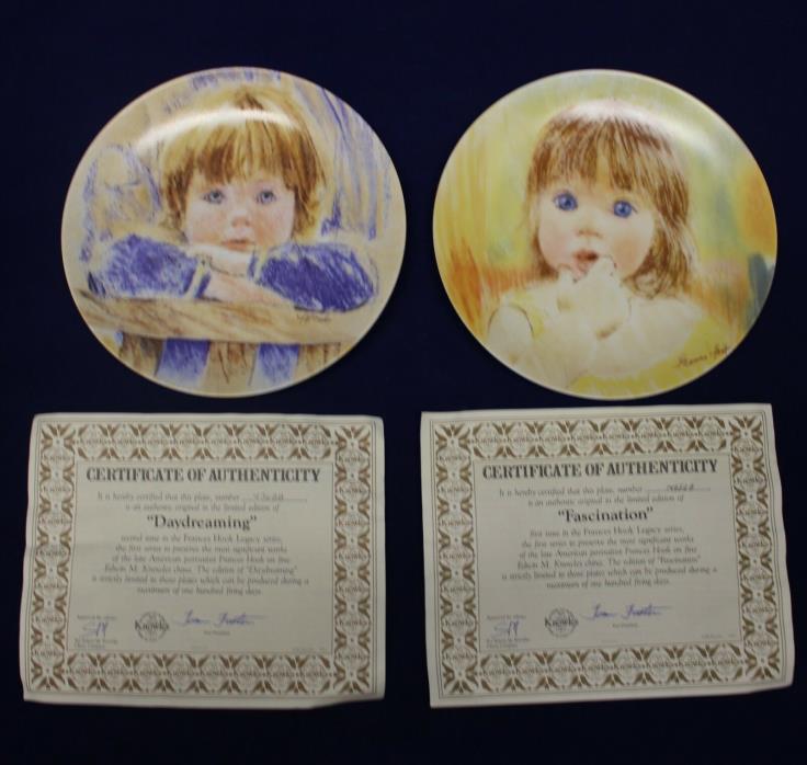 Lot of 2 Knowles Ceramic Plate Collectable Fascination Daydreaming Frances Hoor