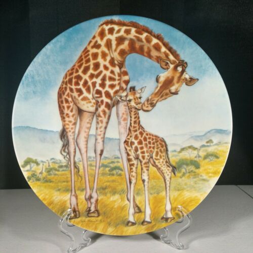 Giraffe China Plate A Kiss For Mother Signs of Love Wildlife Society River Shore