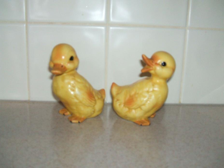 Vintage Lefton Duck Figurines Easter Yellow Babies Sweet Ceramic