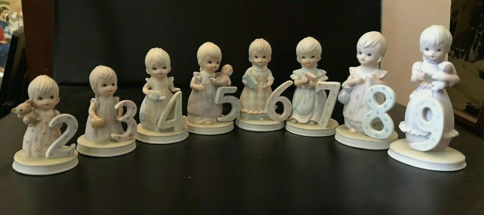 Christopher Collection Lefton Girls Birthday Figurines years 2 3 4 5 6 7 8 9