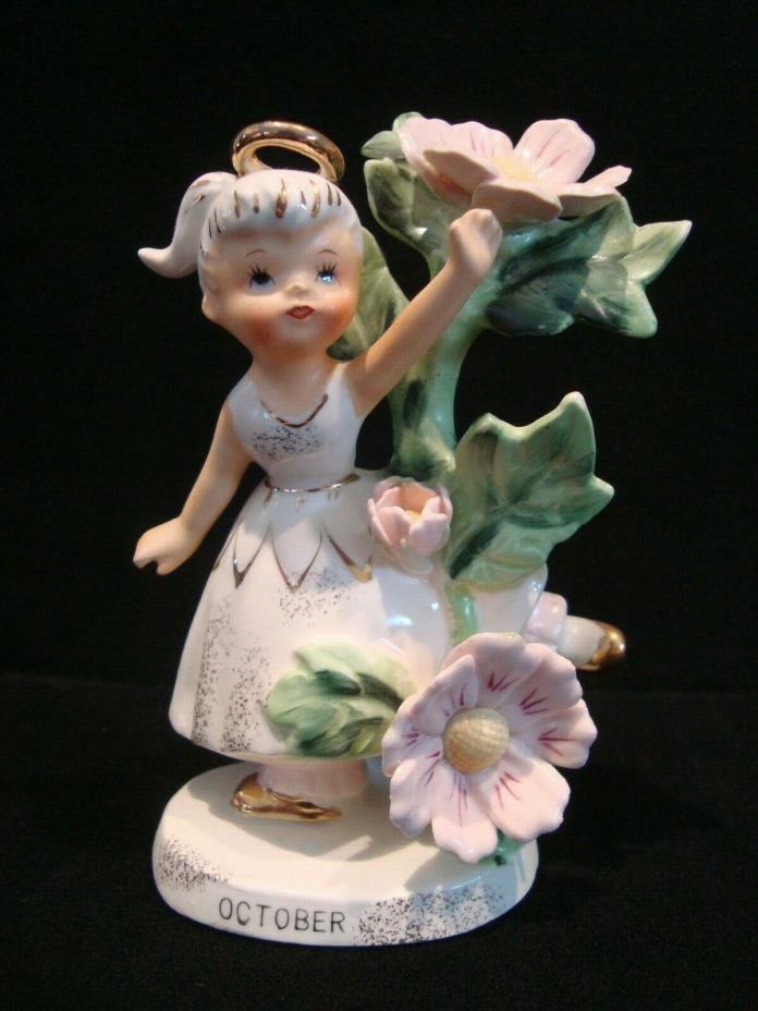 Geo Z Lefton OCTOBER Birthday Month 985 Dancing Girl Flowers Figurine Japan