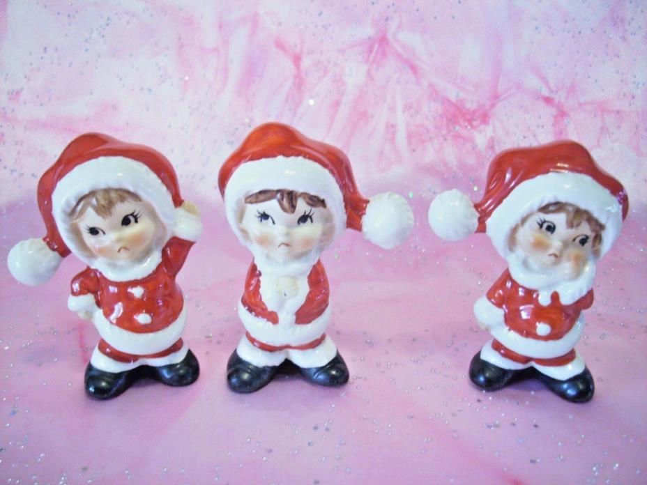 *SUPER RARE VTG * Japan Christmas Santa Elf Pixie Helpers Boys Set