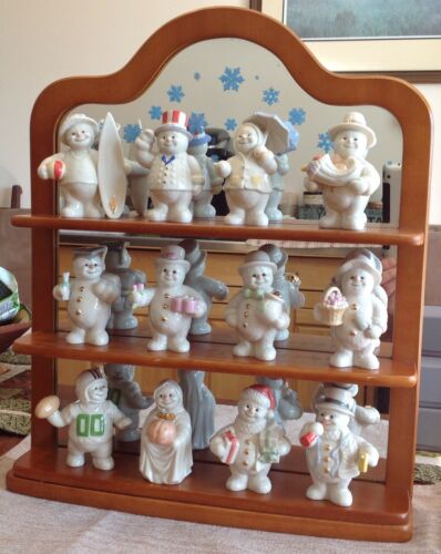 Lenox Set Of 12 Snowman For Each Month With Wooden Display Case