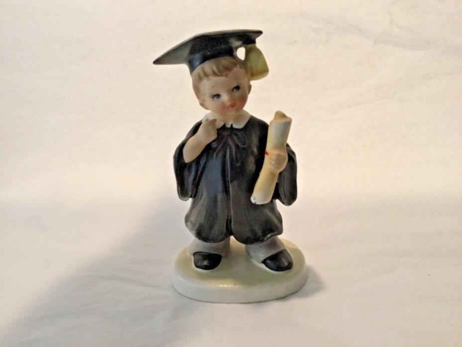 Lefton 2791 boy graduate figurine diploma, cap and gown