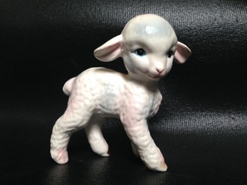 Vintage Lefton Little Lamb Sheep Easter Figurine Ceramic Porcelain Standing H454