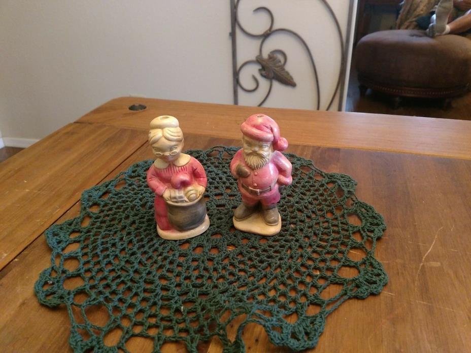 Vintage - Mr and Mrs Santa Claus miniature candle holders