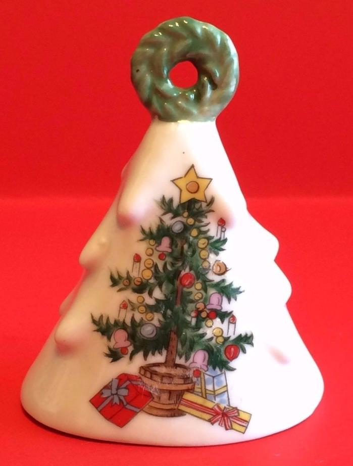 Lefton Christmas Tree Bell - Wreath Handle - 3” Tall - Japan #1199 Vintage
