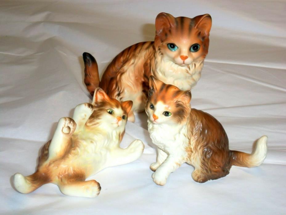 Lefton 3 pc Cats Mother w/ 2 Kittens #H6364  & H2942 Japan