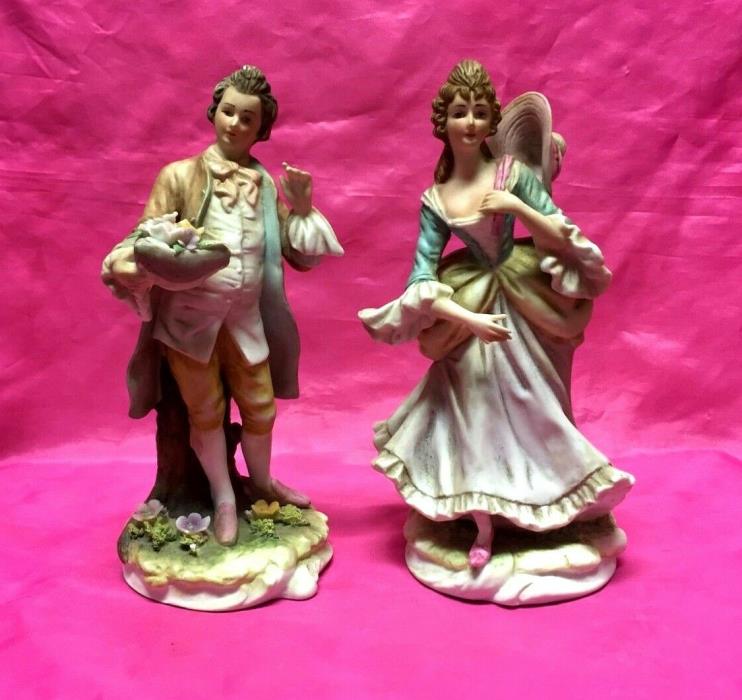 Vintage LEFTON Victorian Flowers MAN & LADY  Porcelain Figurines 7