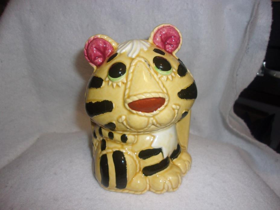 Vintage Whimsical Yellow Lefton Tiger Planter~H 6818~Adorable!!