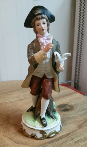 Vintage Lefton China Colonial Boy Holding a Dove 02484 8
