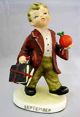 Lefton Figurine Little School Boy Books Apple September #2300 4.5