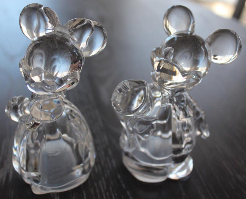 Lenox Disney Mickey Minnie Mouse Full Lead Crystal Salt Pepper Shakers Figurines