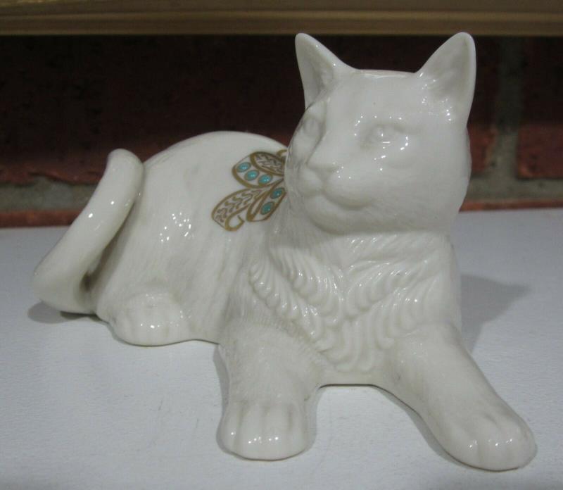 Lenox China Jewels Collection White CAT Reclining Made In USA Beautiful Accent