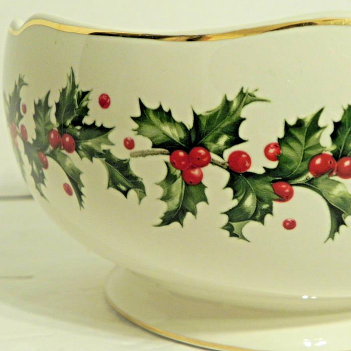 Lenox Christmas Bowl Holiday Candy Cookie Fruit Serving Floral Centerpiece