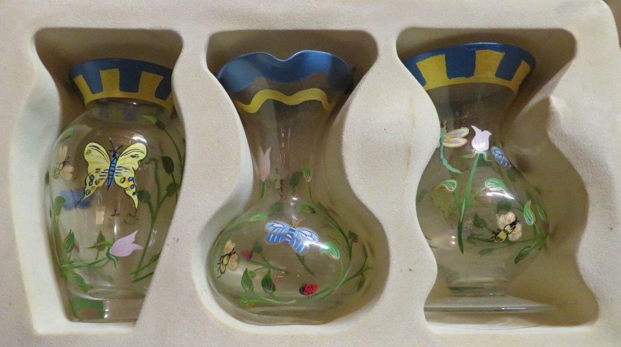 LENOX BUTTERFLY MEADOW 3 VASE SET - BOX IS A LITTLE ROUGH