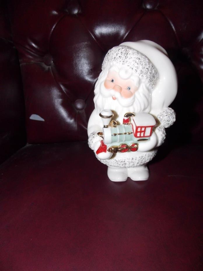Lenox christmas SANTA Figurine W Toy Train  with GOLD ACCENTS