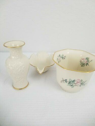Lenox China Serenade Cache Pot- Lenox Dove Dish- Lenox Ming Blossom Vase Lot 3