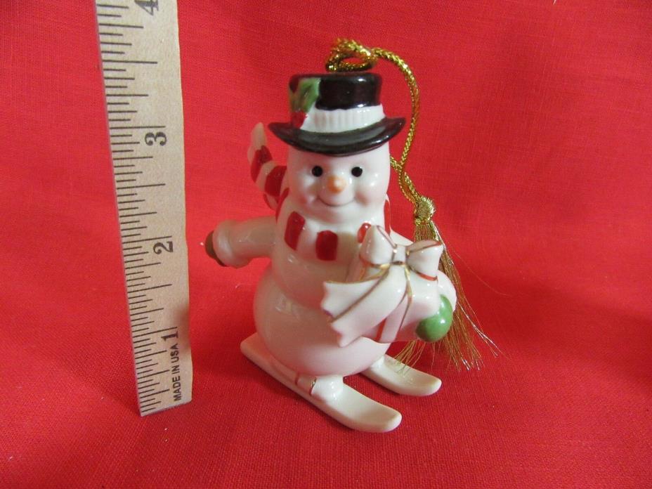 Lenox Snowman on Ski's Holding Package - Very Merry Porcelain Collection