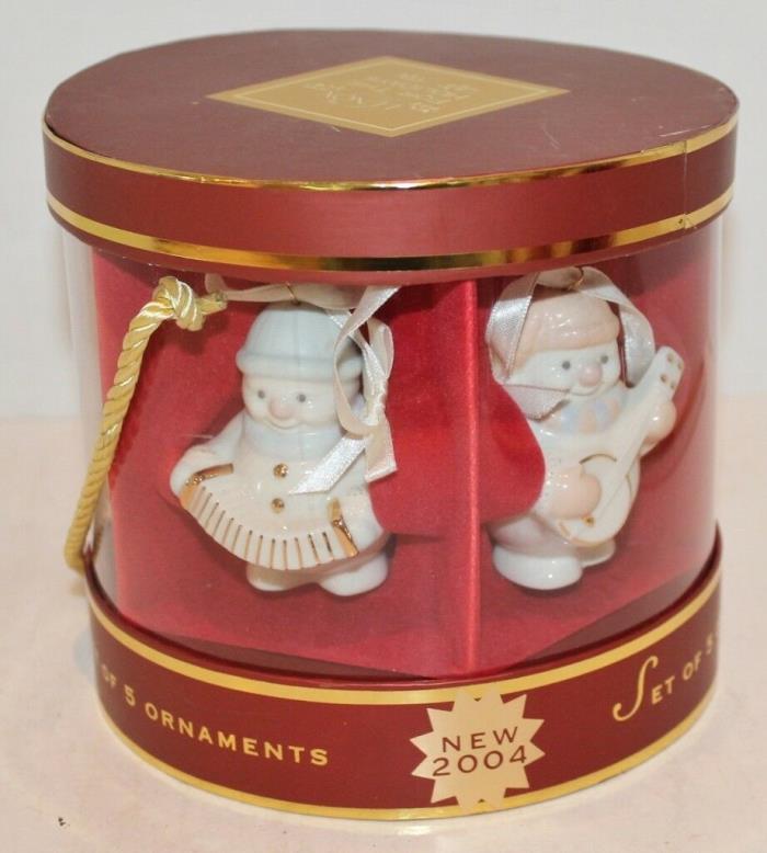Set Of 5 Lenox Ornaments - Snowman - Stand - 2 1/2