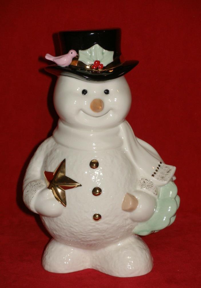 Lenox JOLLY SNOW FRIEND Figurine Snowman Figure Christmas Tree Scarf Bird Star