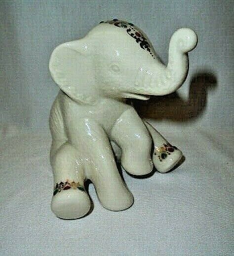 Vintage Lenox Fine China Baby Elephant Sitting Jewel Ivory Mint Condition