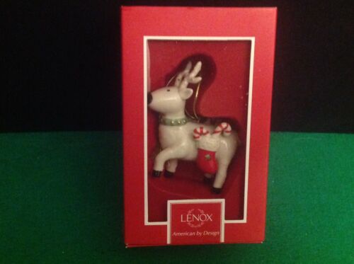 LENOX Festive Friends Porcelain Reindeer Ornament W/Speckled Antlers New Cute!