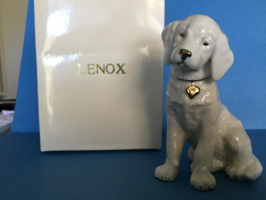 LENOX PORCELAIN GOLDEN RETRIEVER PUPPY DOG FIGURINE - BOX & CERTIFICATE