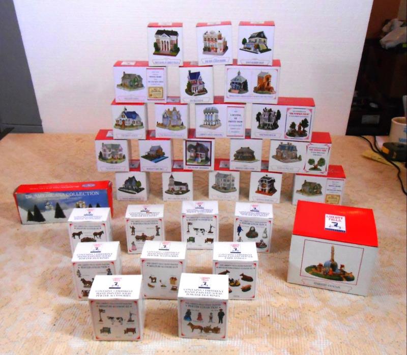 Liberty Falls collection,  Original Boxes Excellent condition. 31 Buildings, etc