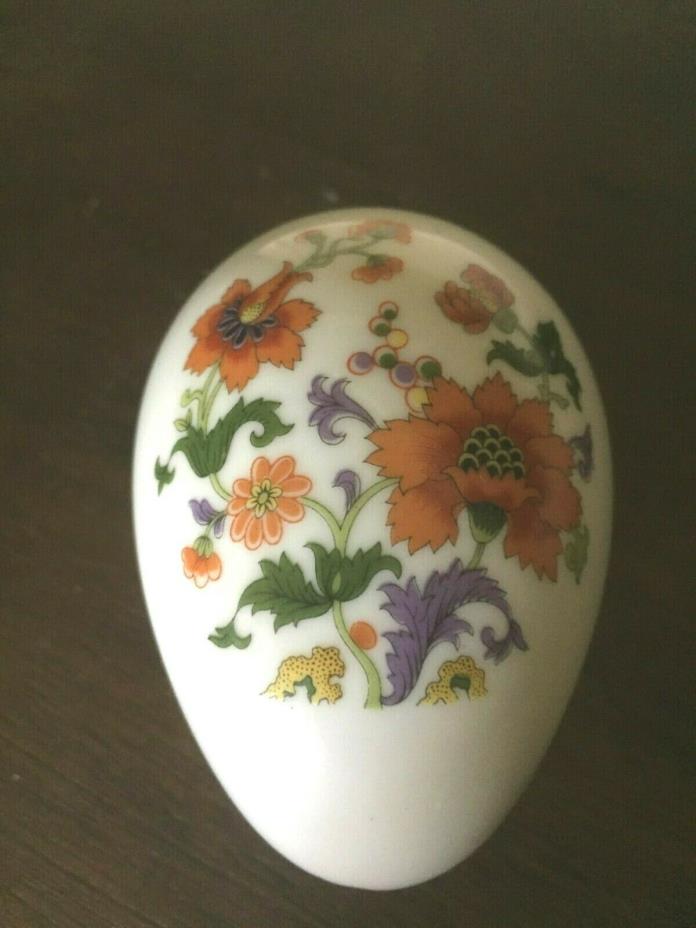 LIMOGES France Egg Shape -Hand Painted Flowers -Covered Trinket Box