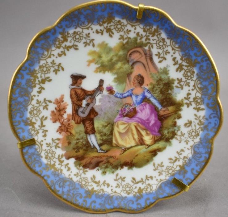 Porcelain Collection Plate from Limoges Musician Courting Couple on Picnic
