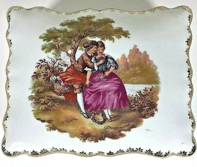 Limoges France: French Porcelain Trinket Box: Painted With A Man & A Woman  #554