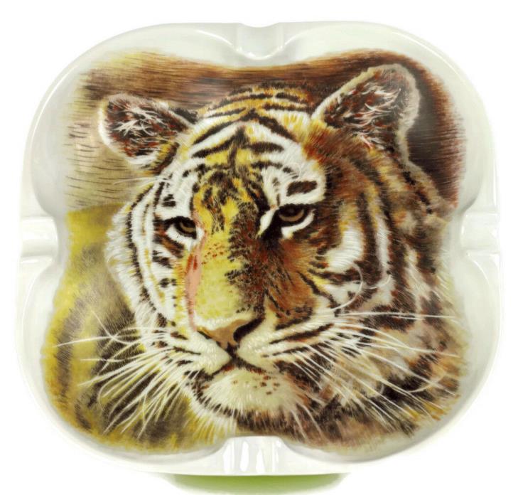 Georges Boyer Abercrombie Fitch Porcelain Ashtray Tiger Graphic Limoges France