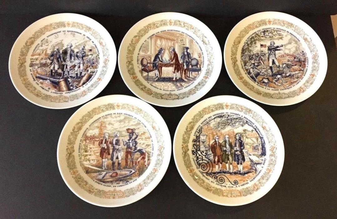 D'ARCEAU LIMOGES CHINA - 5 PREMIER EDITION PLATES - PORCELAINE DE FRANCE