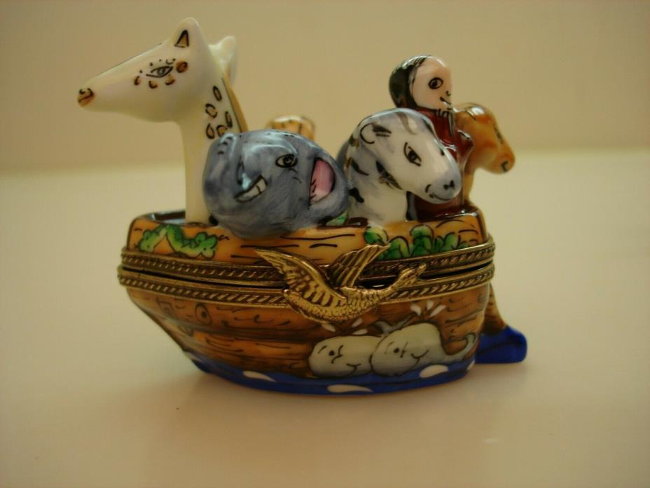 French Peint Main Limoges Trinket/Pill box - Noah's Ark - Perfect Easter gift!