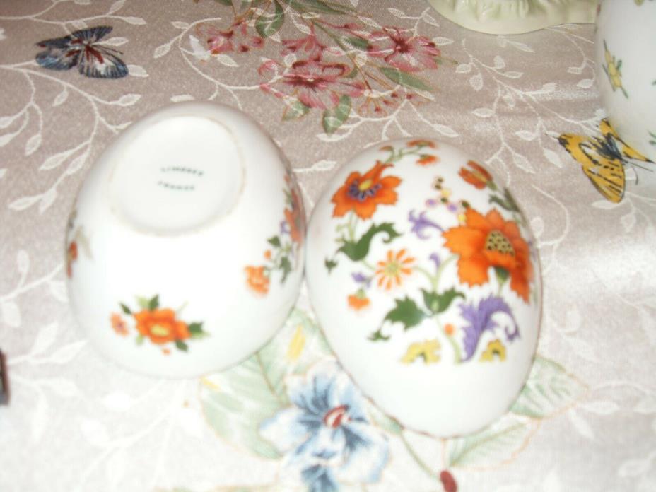 Limoges France egg 2 part with flowers