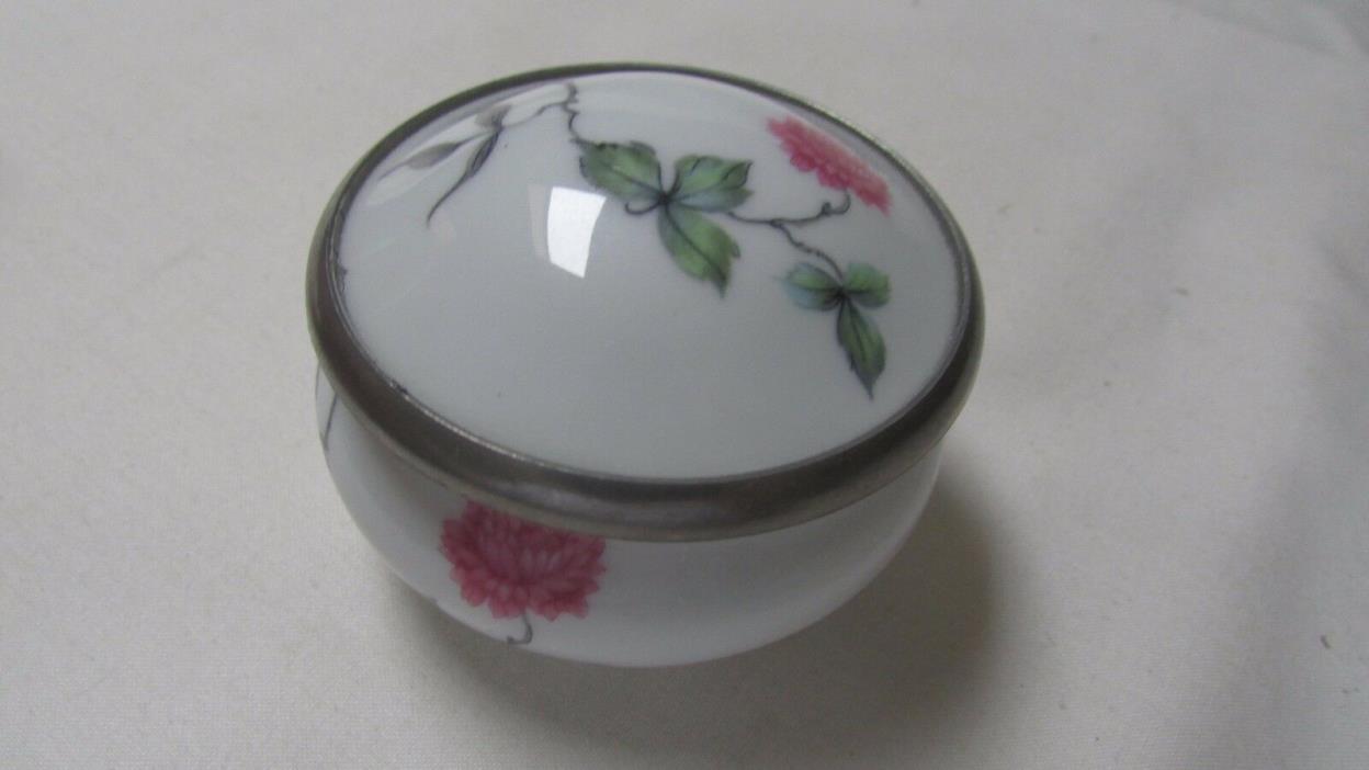 Limoges Chanill Paris France Trinket Box Rose and Silvertone