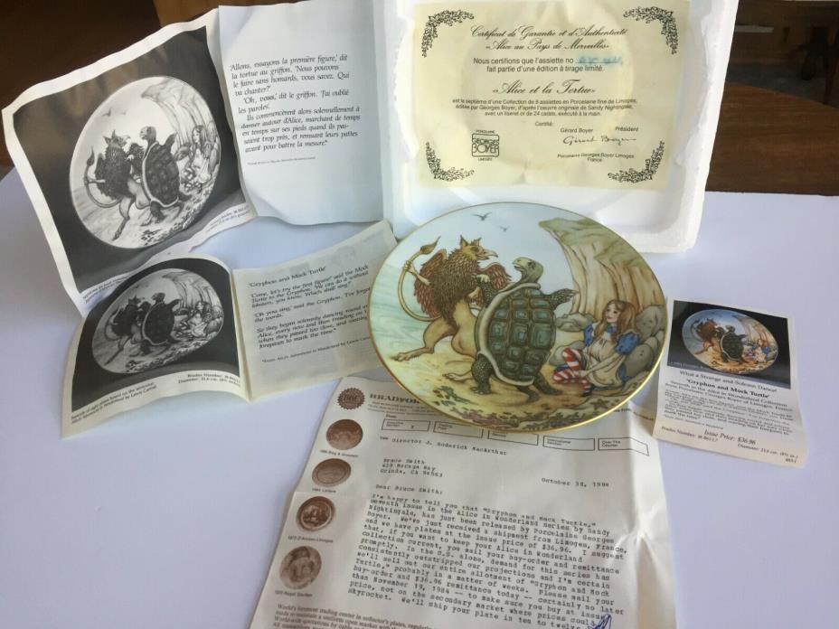 Disney Alice Wonderland Collector Plates Lot of 5 George Boyer Sandy Nightingale
