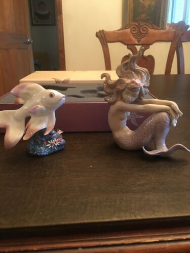 Lladro Sea Legend Mermaid and Fish Gift Set NIB #7802