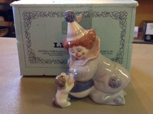 Mint In Box!! Retired! LLADRO #5278 - PIERROT WITH PUPPY & BALL