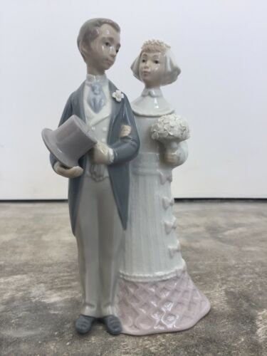 Vintage Lladro Bride Groom Wedding Couple Porcelain Figurine Cake Topper 4808
