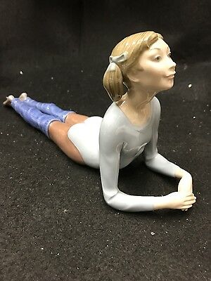 VINTAGE LLADRO EXERCISE LAYING DOWN GIRL