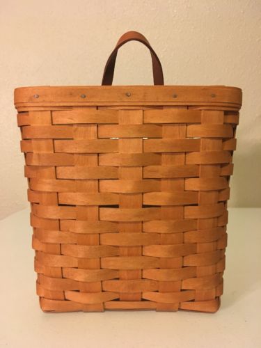 Longaberger Signed 1995 Handmade Wall Basket Leather Handle Protector